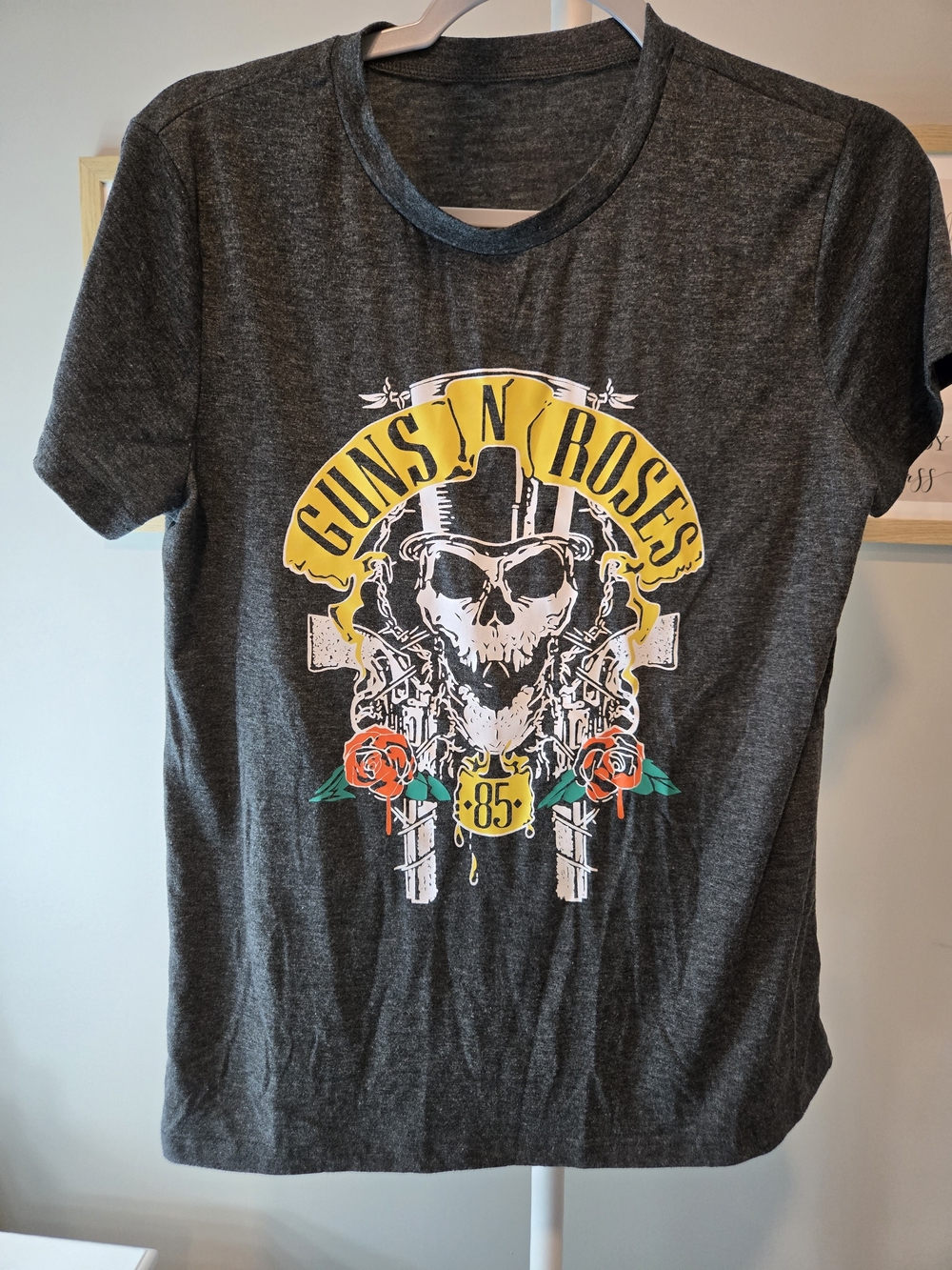 Guns N' Roses Graphic Tee - Very Soft Charcoal with Yellow & Red Print